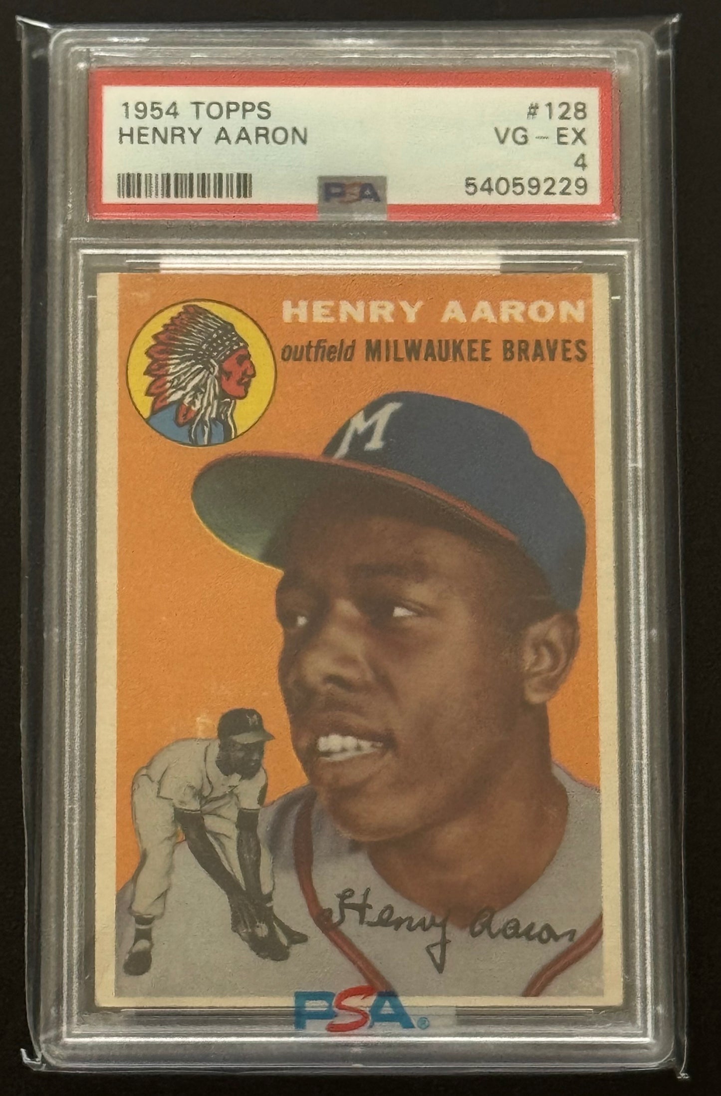 1954 Topps (Rookie Card) HANK AARON #128 - PSA 4 VG-EX