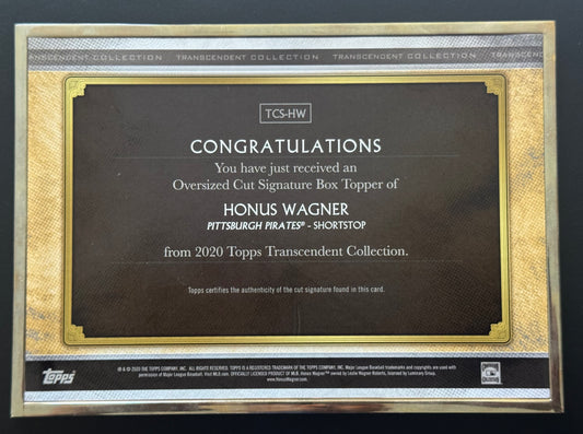 2020 Topps Transcendent Collection #TSC-HW HONUS WAGNER Autograph Cut 1/1