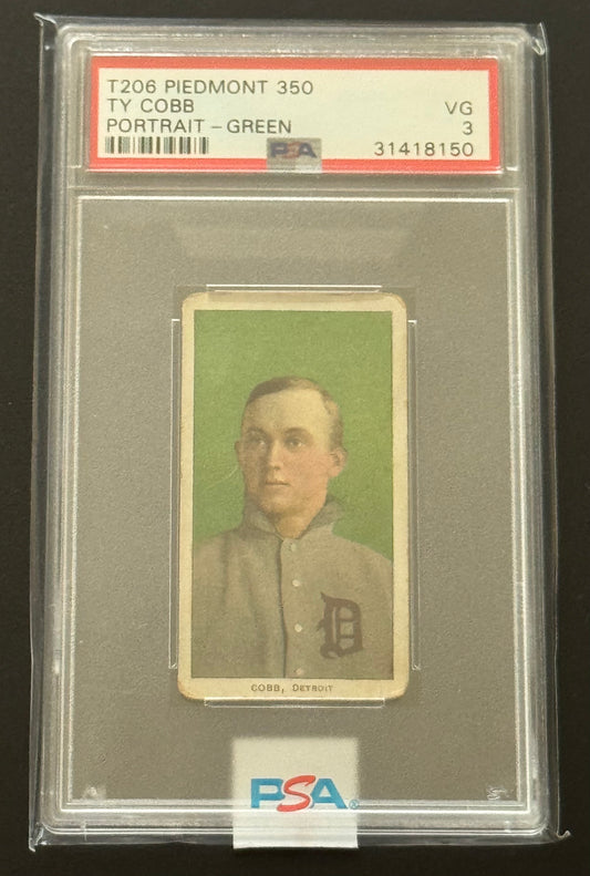 1909-1911 T206 Piedmont 350 TY COBB Portrait Green - PSA 3 VG